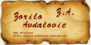 Zorilo Avdalović vizit kartica